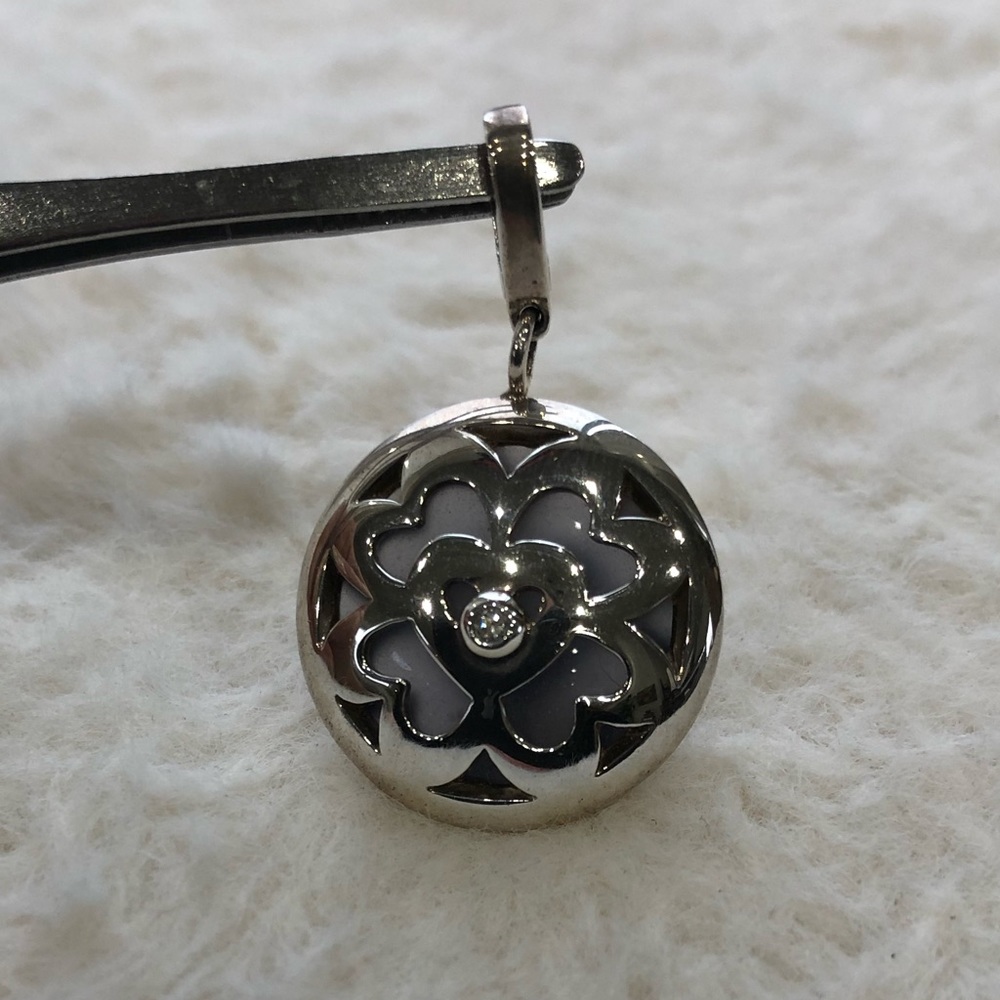 Escada 925 sterling silver pendant - diamond, purple chalcedony - bail opens
